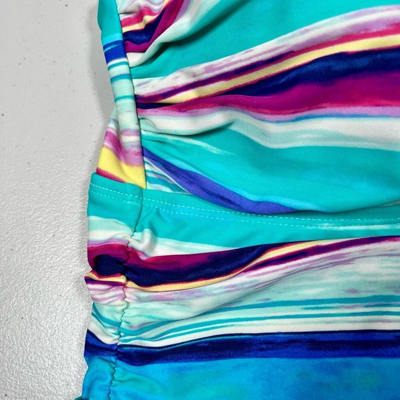 2 Bamboo Turquoise Blue Pink Striped Tankini Top size XL. - Picture 9 of 13